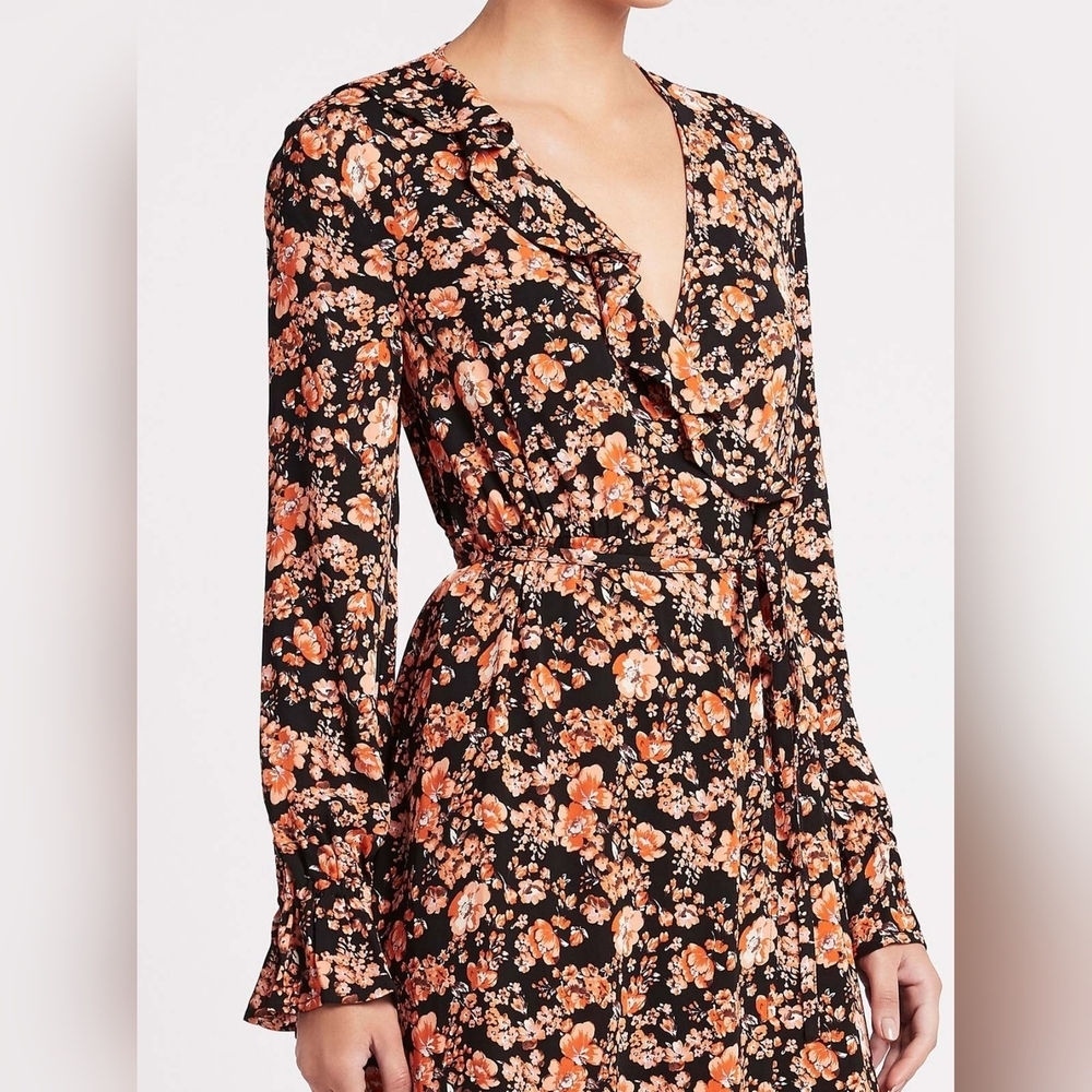 BAUM UND PFERDGARTEN Annamy Wrap Dress in Orange Size 36 US 6 - Picture 4 of 12